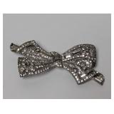 Art Deco Rhinestone Bow Brooch