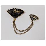 Vtg Japanese Fan Brooch Set