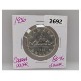 1936 80% Silv Canada $1 Dollar