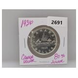 1936 80% Silv Canada $1 Dollar