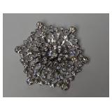 Vtg Snowflake Rhinestone Brooch