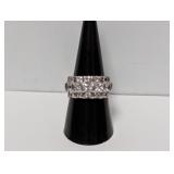 .925 Sterl Three Row Channel Set Ring Sz 8