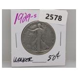 1929-S 90% Silv Walker Half $1 Dollar