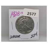 1928-S 90% Silv Walker Half $1 Dollar