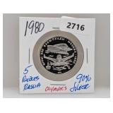 1980 90% Silv Olympics Russia 5 Rubles