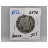 1912 90% Silv Barber Half $1 Dollar