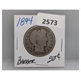 1894 90% Silv Barber Half $1 Dollar