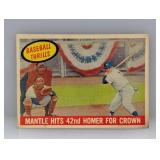1959 Topps Thrills Mantle Hits 42 HOF Warped/Stain