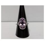 .925 Sterl Marquise Cut Amethyst Ring Sz 9