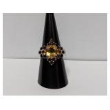 .925 Sterl Yellow Center w/Dark Accents Ring Sz 8