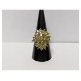 Verm/.925 Sterl Green Stone Cluster Cocktail Ring