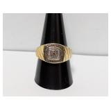 Vermeil/.925 Sterl Diamond Cluster Ring Sz 10