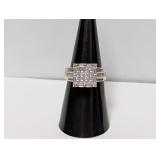 .925 Sterl Multi Stone Square Cluster Ring Sz 7