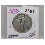 1938 90% Silv Walker Half $1 Dollar