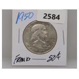 1950 90% Silv Franklin Half $1