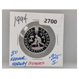 1994 .925 Silv Olympics Norway 50 Kroner