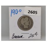 1913-D 90% Silv Barber Quarter