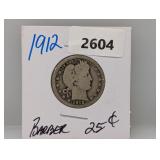1912 90% Silv Barber Quarter