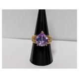 Vermeil/.925 Sterl Pear Cut Lavender CZ Ring Sz 8