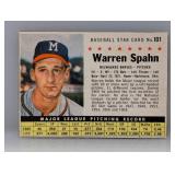 1961 Post Cereal Warren Spahn Hand Cut #101 HOF