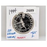 1994 .925 Silv Olympics Norway 100 Kroner