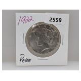 1922 90% Silv Peace $1 Dollar