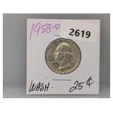1958-D 90% Silv Wash Quarter