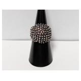 .925 Sterl Bold Textured Dome Ring Sz 6.5