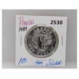 1987 1oz .999 Silv Panda Round