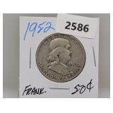 1952 90% Silv Franklin Half $1
