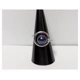 .925 Sterl Dark Pearl  & Diam Accent Ring Sz 9