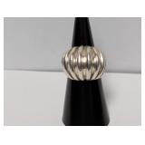 .925 Sterl Bold Ribbed Statement Ring Sz 6