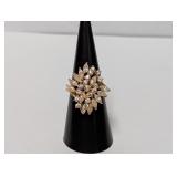 Verm/.925 Sterl Clear Stone Starburst Floral Ring