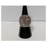 .925 Sterl Marcasite Cluster Dome Ring Sz 8