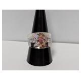 Vermeil/.925 Sterl Floral Ring w/Diam Accents Sz