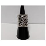 .925 Sterl Wide Filigree Ring Sz 7