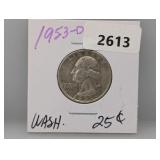 1953-D 90% Silv Wash Quarter