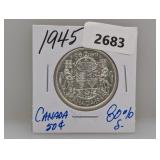1945 80% Silv Canada Half $1 Dollar