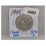 1945 80% Silv Canada Half $1 Dollar