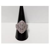 .925 Sterling Silver Diamond Cocktail Ring Size 9