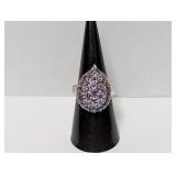 .925 Sterling Silver Diamond Cocktail Ring Size 7