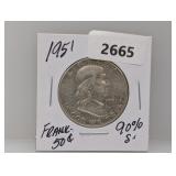 1951 90% Silv Franklin Half $1 Dollar