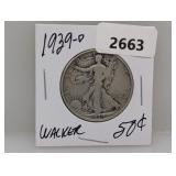 1939-D 90% Silv Walker Half $1 Dollar