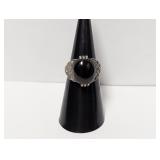 .925 Sterling Marcasite/Black Stone Ring Size 6