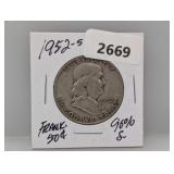 1952-S 90% Silv Franklin Half $1 Dollar