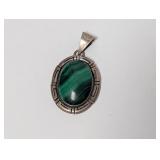 .925 Sterling Silver Malachite Pendant