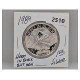1989 1oz .999 Silv Hero in Black Round