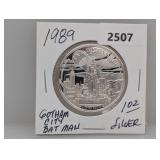 1989 1oz .999 Silv Gotham City Round