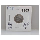 1958 90% Silv Roos Dime