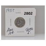 1957 90% Silv Roos Dime